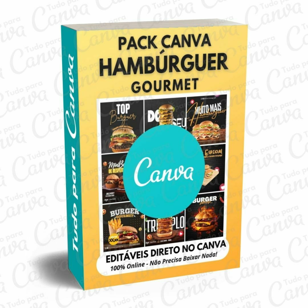 Pack Canva Hamburgueria Templates Editáveis 200 Artes + B